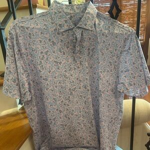 Rhoback Blue and Pink Casual Button Down Shirt